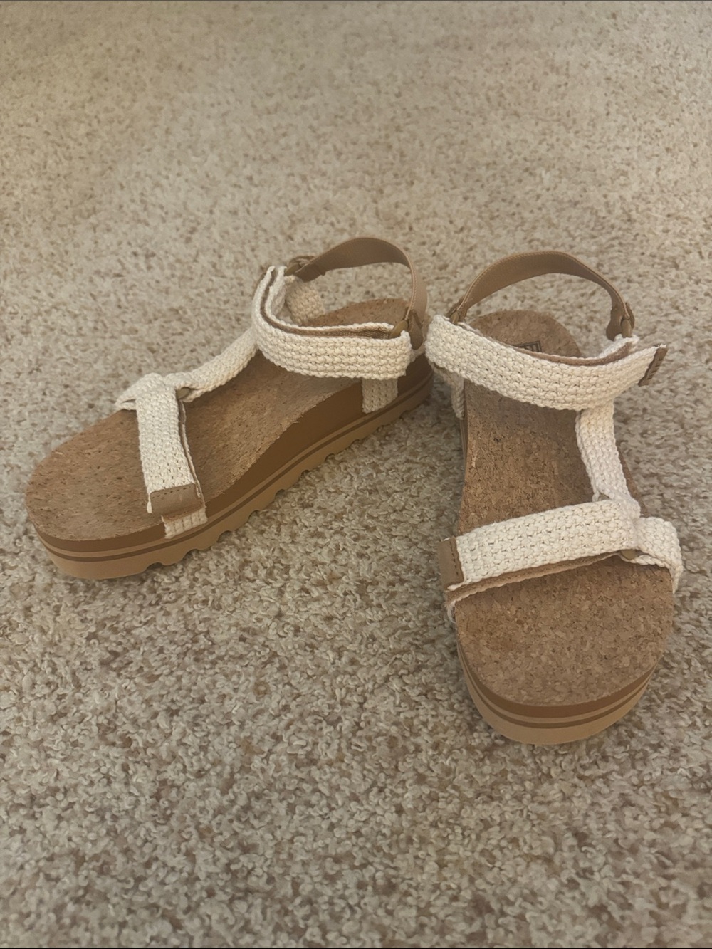 Reef Cream Woven Strap Cork Sandals